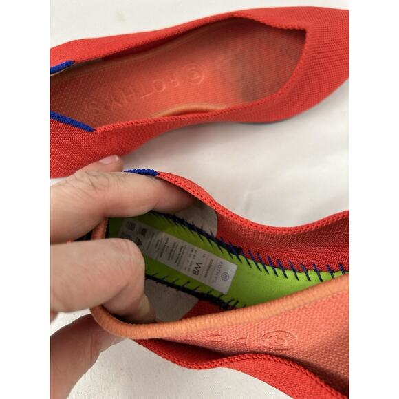 Rothy's The Point Chili Ballet Flats Womens Size Red 8W Pointed Toe Slip On - Picture 9 of 10